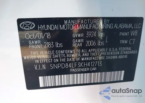 2019 Hyundai Elantra Sel из США, поврежденный, VIN 5NPD84LF3KH412713